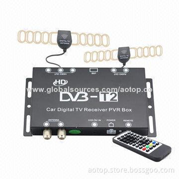 Car DVB-T2 Receiver, Supports 180km/H Speed, HD 1,080P/USB PVR Recording/Double Antenna for Russia